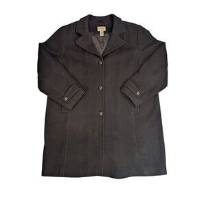 VTG 90s Black LL Bean Long Coat Woman's 100% LambsWool, Lined Thinsulate 3XL Reg